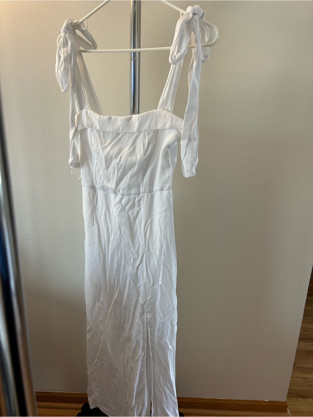 White Tie-Shoulder Midi Dress - Elegant Summer Style